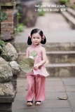 Set yếm tơ nhũ hồng kèm mấn