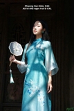 Áo dài tơ ngũ ngọc trai xanh