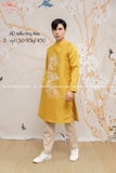 Áo dài nam taffa thêu rồng vàng