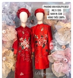 Aó dài nam đỏ thêu hoa - M