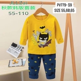Bộ thun cotton xuất hàn- batman lâu đài vàng sz 65