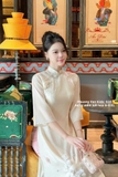 Áo dài lụa tơ kem " Nhã Viên"