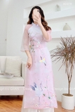 Aó dài tơ hồng kết chim 4 tà - L