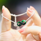 Thỉnh dây bạc ta mix ngọc sơn thuỷ hình vô cực ( Tiền bạc vô tận- Tình duyên vĩnh cửu)