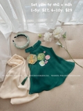 Set yếm tơ nhũ xanh kèm mấn