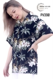 Áo tơ đũi đi biển cây dừa+ dứa đen