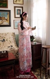 Áo dài tơ kết kim sa nguyên tà-  cao cấp