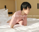 Bộ minkymom thu đông thun gân cúc giữa