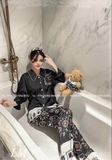 Bộ pijama đen lụa tằm cao cấp