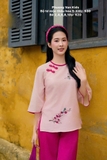 Bộ tơ mộc hồng thêu hoa + quần hồng