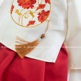 Hanbok taffa lụa thêu hoa