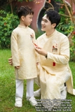 Áo dài GĐ An Khang - mẫu bé trai màu vàng pastel