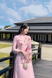 Áo dài thêu phượng hồng/ tone sáng