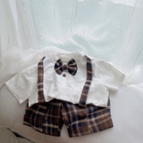Set vest bé trai cổ tàu ( áo cotton lụa + quần thô)