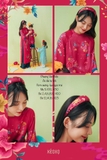 Áo dài tự linh đỏ hồng - luạ ngọc trai, form suông