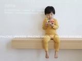 Bộ thun trơn Minkymom chính hãng -  màu vàng