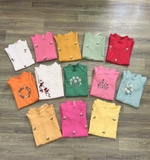 Áo dài linen trắng thêu hoa đào đỏ