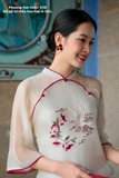 Bộ pháp phục tơ trắng thêu hoa hạc