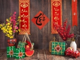 Backdrop thun cao cấp 2mx1m5: “ Tết câu đối”