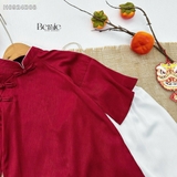 Set áo dài tấc - lụa xước đỏ