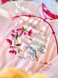 Bộ pháp phục tơ hồng thêu hoa hạc