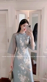 Aó dài tơ xanh ngọc đào