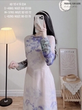 Aó dài tơ tím in hoa - M<55kg