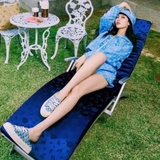 Giày mule M..L..B xuất Hàn xịn - xanh jean nhạt monogram