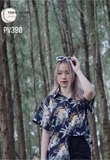 Áo tơ đũi đi biển cây dừa+ dứa đen