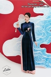 Bộ áo dài Yên Lam nhung thêu mịn size XL