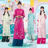 Áo dài tự linh hồng phấn - luạ ngọc trai, form suông