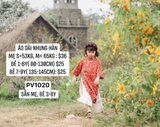 Áo dài nhung hàn hoa nhí đỏ cam