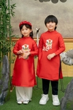 Áo dài thêu lân đỏ