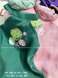 Set yếm tơ nhũ xanh kèm mấn