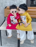 Áo dài Kéo Quân vàng