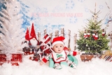 Backdrop 3d vải thun cao cấp -  cây thông bé, tuyết trắng