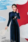 Bộ áo dài Yên Lam nhung thêu mịn size XL