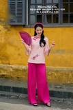 Bộ tơ mộc hồng thêu hoa + quần hồng