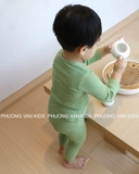 Bộ minkymom thu đông thun gân cúc giữa