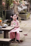 Set yếm tơ nhũ xanh kèm mấn