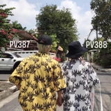 Aó tơ đũi đi biển dừa trắng