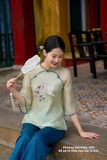 Bộ pháp phục tơ xanh thêu hoa hạc