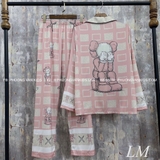 Bộ pijama gấu hồng lụa tằm cao cấp