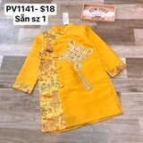 Áo dài taffa vàng kết dây - 1y
