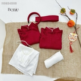 Set áo dài tấc - lụa xước đỏ