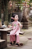 Set yếm tơ nhũ hồng kèm mấn