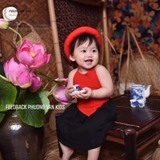 Yếm đào đỏ / váy đụp đen kèm mấn