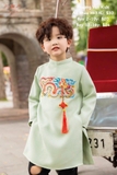 Áo dài xanh mint thêu rồng