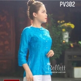 Bà ba mẹ bé gấm tơ xanh dương