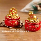 Set 2 món hũ vàng chữ Phúc và hồ lô chiêu tài tấn lộc